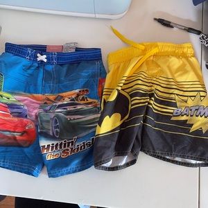 Boy Swimsuits 24 month sizes Batman And Cars Theme 2 Suits With Mesh Inside